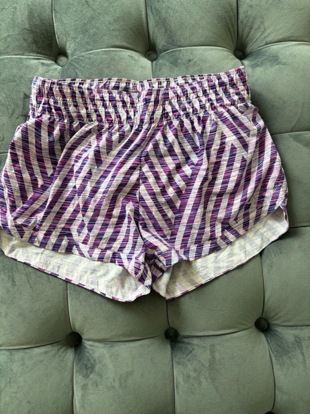 GAPFit Pink, Purple and White Striped Athletic Shorts Women XS